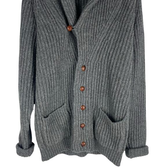 J. Peterman Classic Wool Shawl Collar Chunky Cardigan Men Size L - Picture 3 of 10